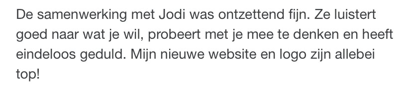 Review Jodi Roerdink | JR | Merk opbouwen Nijmegen